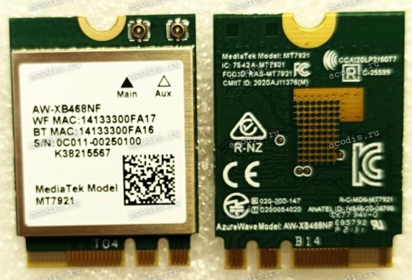 WiFi module Asus AW-XB468NF MT7921L (p/n 0C011-00250100) (WIFI6 AX+BT5.2(2*2)M.2 2230)