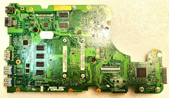 MB BAD - под восстановление Asus X555LD (60NB0640-MB1802(201), 69N0R8M19A21(01)) X555LD MAIN BOARD REV. 2. 0, Intel SR1EF, nVidia N15S-GT-S-A2, 4 чипа Samsung K4W4G1646D-BC1A, 8 чипов SEC 419 BYK0 K4B4G0846D