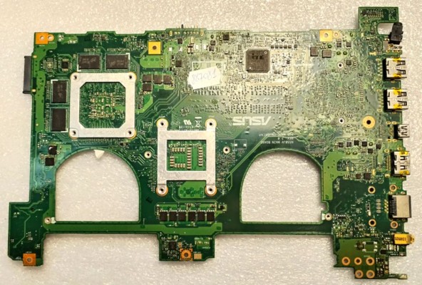 MB BAD - под восстановление Asus N550 (69N0P9M16A25(01)) N550JV MAIN BOARD REV. 2. 0, Intel SR15E, Intel SR17E, nVidia N14P-GT-A2, 8 чипов MICRON 3REI2 D9PZD